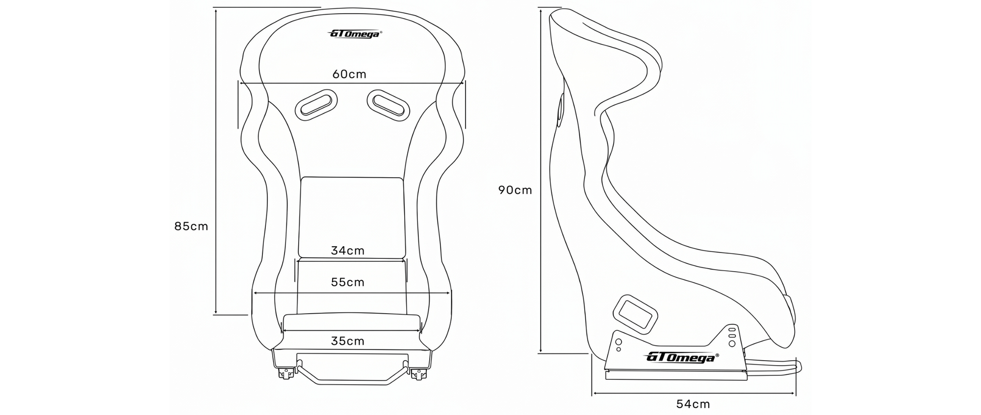INERTIA Bucket Seat dimensions